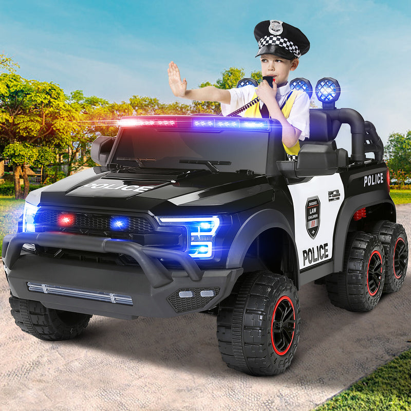 12V Electric Kids Ride-On 6-Wheel Police Truck with RC, LED Lights, and Intercom Magic Cars 8