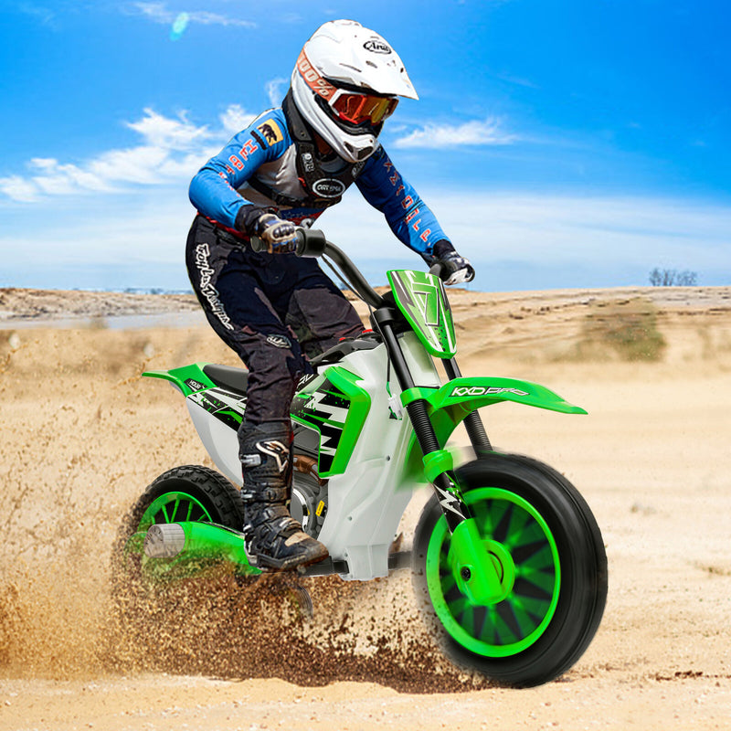 12V Electric Green Kids Ride-On Motorcycle with Training Wheels Magic Cars 0