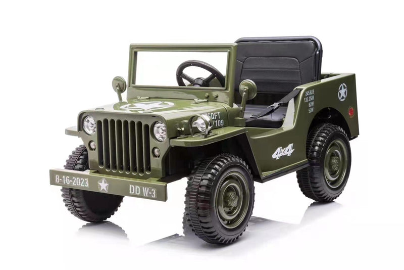 12V Electric Jeep with Rubber EVA Tires, Remote Control, Bluetooth, and MP3 - Tan, Black, Green Magic Cars 2