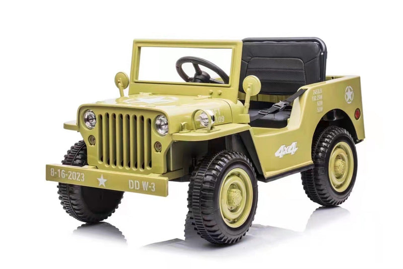 12V Electric Jeep with Rubber EVA Tires, Remote Control, Bluetooth, and MP3 - Tan, Black, Green Magic Cars 3