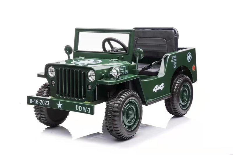 12V Electric Jeep with Rubber EVA Tires, Remote Control, Bluetooth, and MP3 - Tan, Black, Green Magic Cars 4