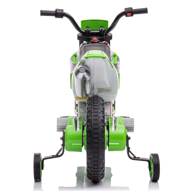 12V Electric Green Kids Ride-On Dirt Bike with Training Wheels Magic Cars 20