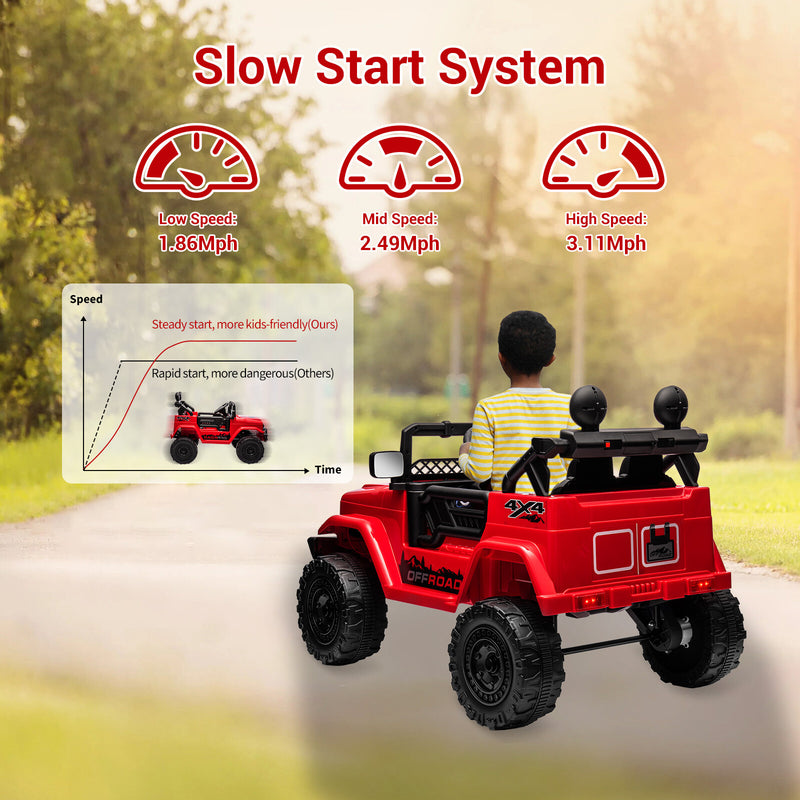 12V Electric Kids Ride-On Jeep Truck Toy Vehicle with Remote Control, 2-Seater Magic Cars 2