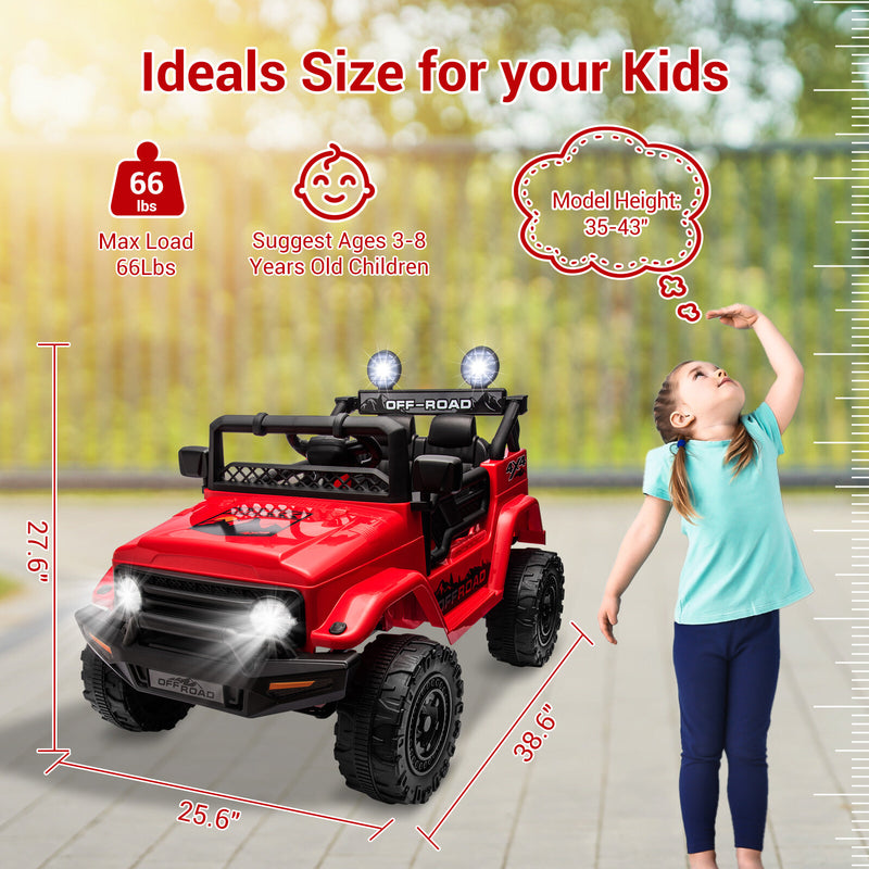12V Electric Kids Ride-On Jeep Truck Toy Vehicle with Remote Control, 2-Seater Magic Cars 4