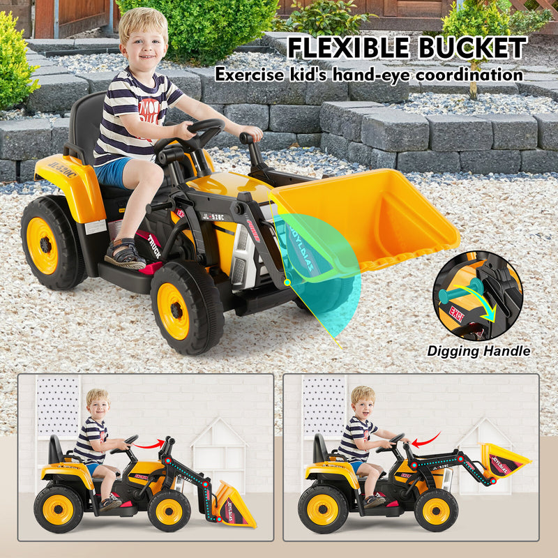 12V Electric Kids Ride-On Excavator Truck Digger with 3 Speeds, Music, and Remote Control Magic Cars 1