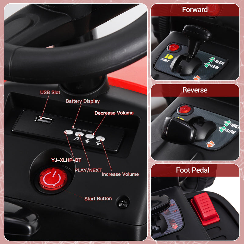 12V Electric Kids Ride-On Tractor with Battery, Remote Control, and Music Trailer Magic Cars 2