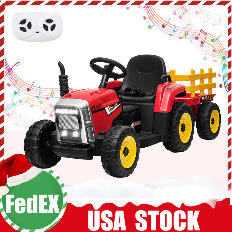 12V Electric Kids Ride-On Tractor with Battery, Remote Control, and Music Trailer Magic Cars Variant 0
