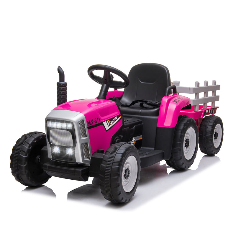 12V Electric Kids Ride-On Farm Tractor Truck with Trailer, Remote Control and LED Lights Magic Cars 11