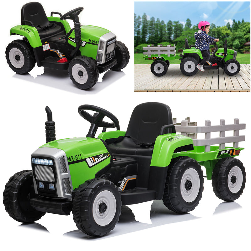 12V Electric Kids Ride-On Farm Tractor Truck with Trailer, Remote Control and LED Lights Magic Cars 2