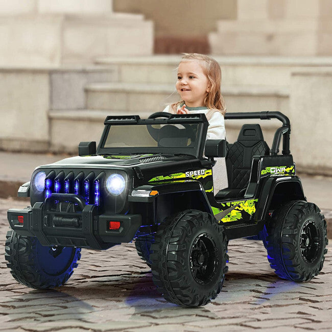 12V Electric Kids Ride-On Jeep Truck Car with LED Lights, 2-Seater, 2.4G Remote Control Magic Cars 6