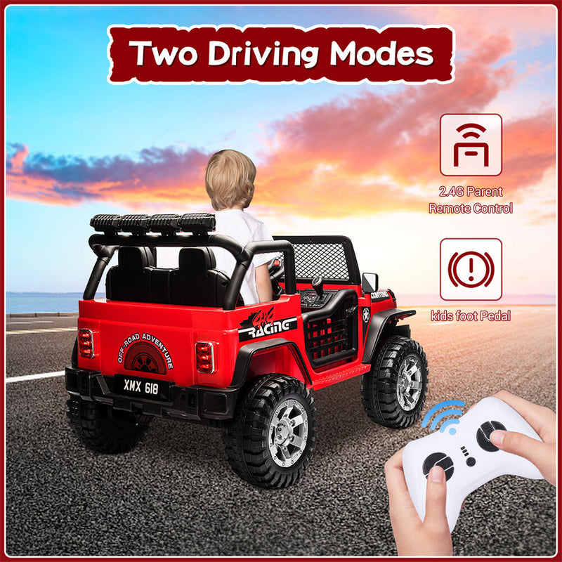 12V Electric Kids Ride-On Jeep Truck Car with LED Lights, MP3, Remote Control, 2-Seater Magic Cars 12