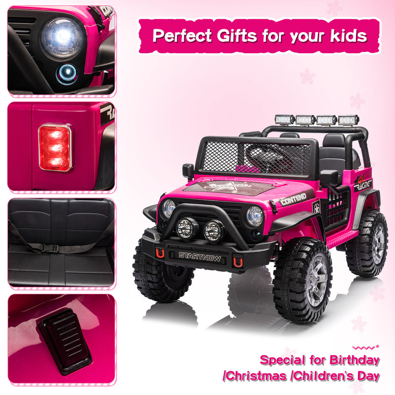 12V Electric Kids Ride-On Jeep Truck Car with LED Lights, MP3, Remote Control, 2-Seater Magic Cars 3