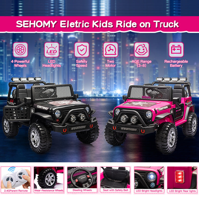 12V Electric Kids Ride-On Jeep Truck Car with LED Lights, MP3, Remote Control, 2-Seater Magic Cars 9