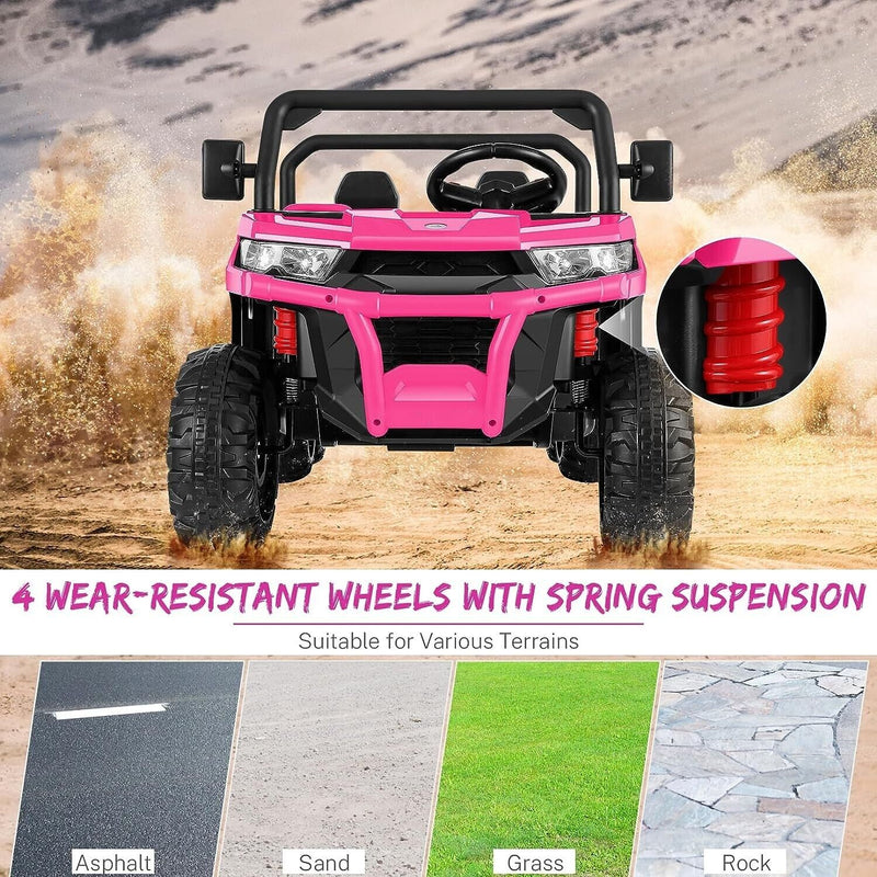 24V Electric Battery-Powered Kids Ride-On 2-Seat Pink Dump Truck with 6 Wheels Magic Cars 7