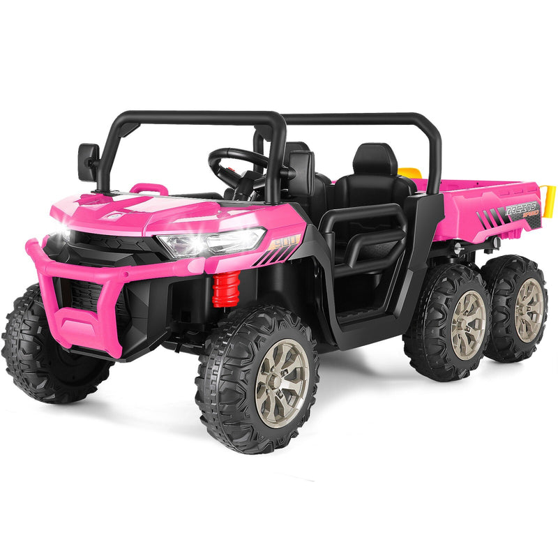 24V Electric 4WD Kids Ride-On Dump Truck Toy with 2 Seats and 6 Wheels Battery Powered Magic Cars 5