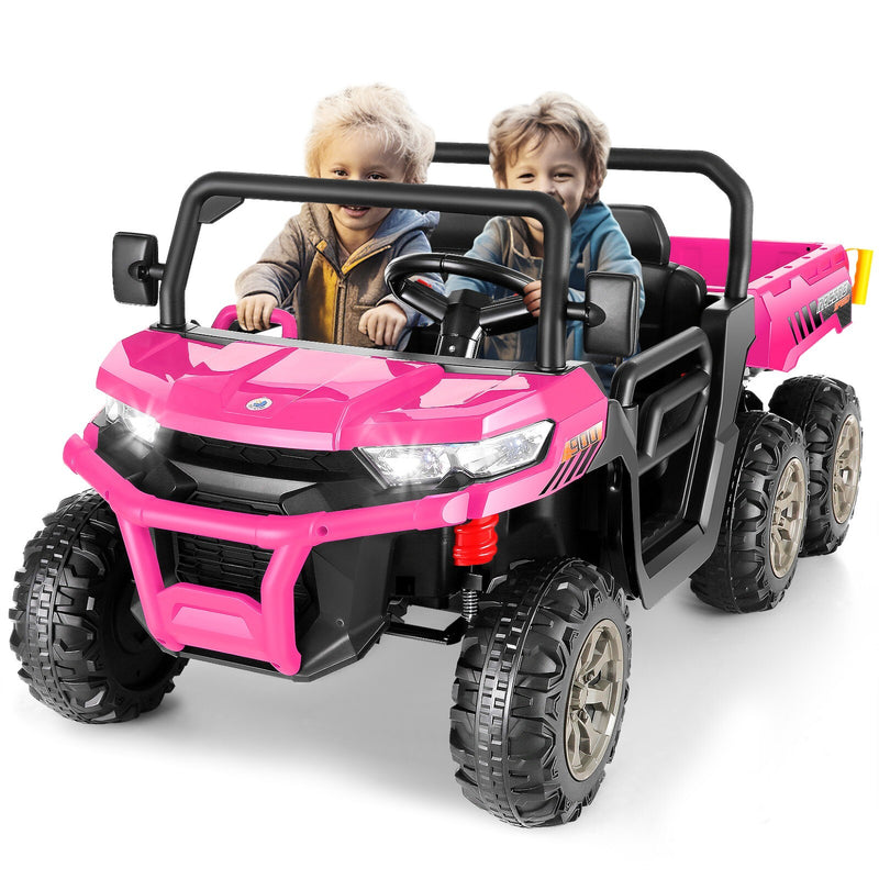 24V Electric 4WD Kids Ride-On Dump Truck Toy with 2 Seats and 6 Wheels Battery Powered Magic Cars Variant 0
