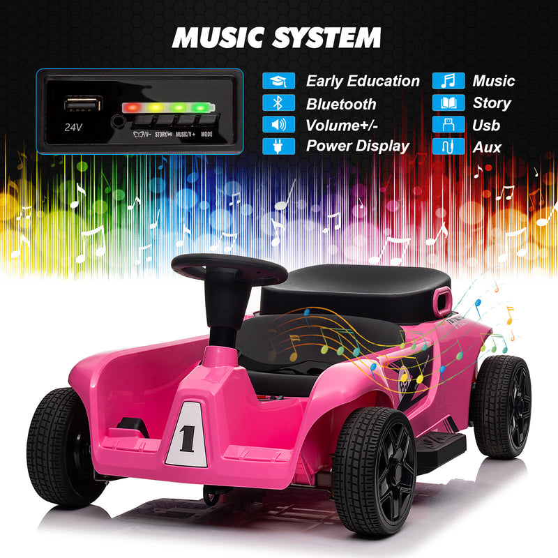 24V Electric 2-Seater Ride-On Go Kart for Kids with Remote Control in Red, Pink, Blue, and Yellow Magic Cars 3