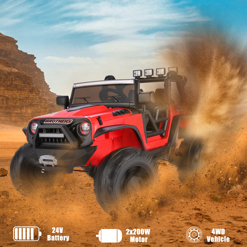 24V Electric Kids Ride-On Jeep Truck with MP3, LED Lights, Remote Control, 400W Motor Magic Cars 25