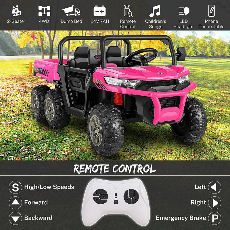 24V Electric 4WD Ride-On UTV Toy Vehicle with Dump Bed and 6 Wheels Magic Cars 17