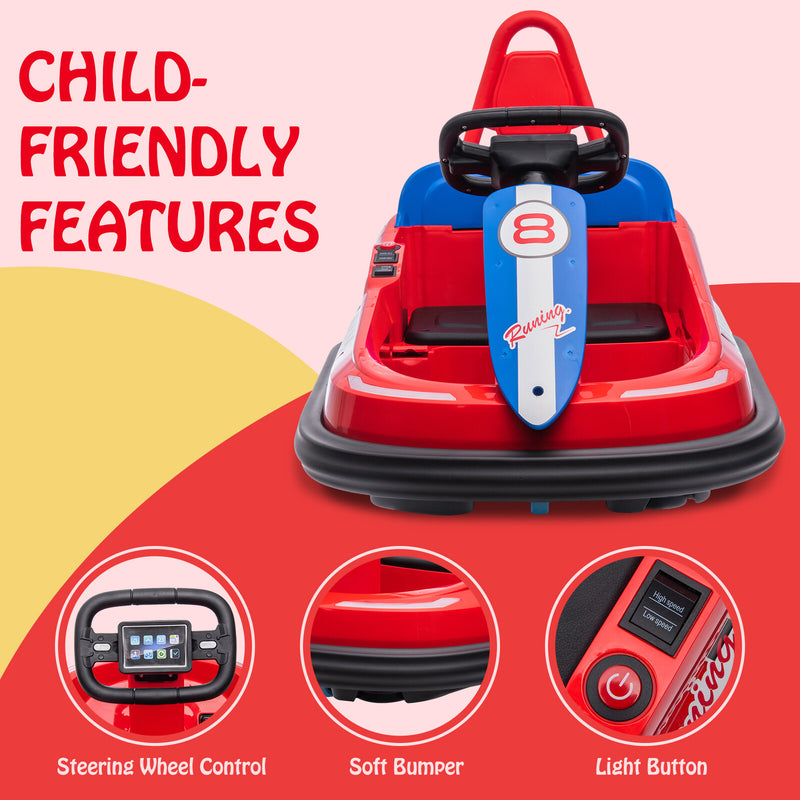 6V Electric Kids Ride-On Bumper Car with 2 Speeds, 360° Spin, and Safety Belts Magic Cars 2