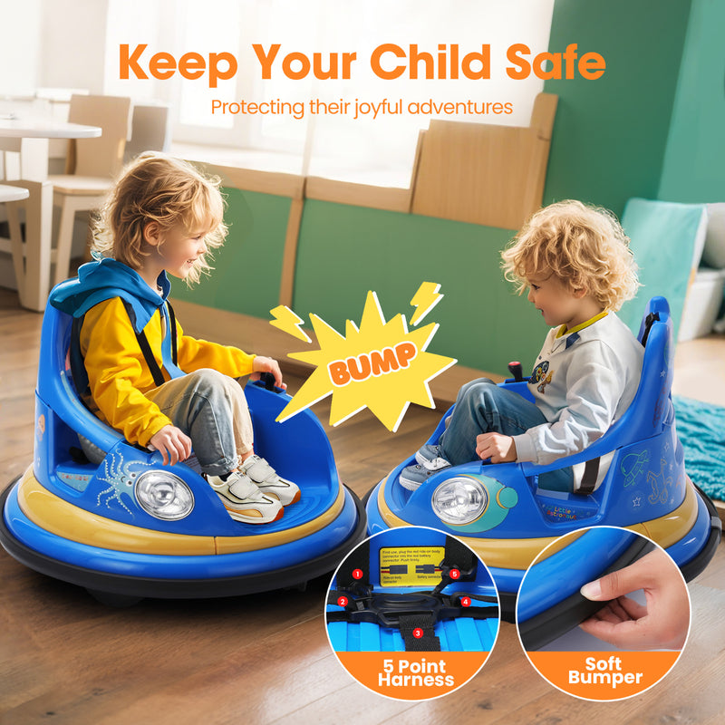 12V Electric Bumper Car for Kids Ages 1.5–6 with Remote Control and DIY Stickers Magic Cars 3