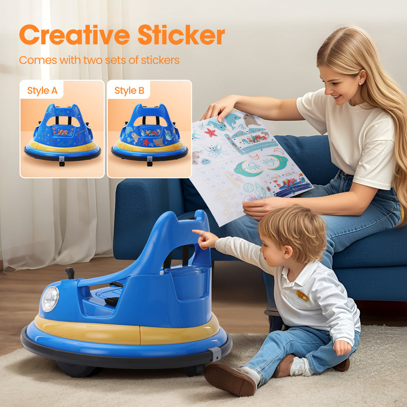 12V Electric Bumper Car for Kids Ages 1.5–6 with Remote Control and DIY Stickers Magic Cars 5