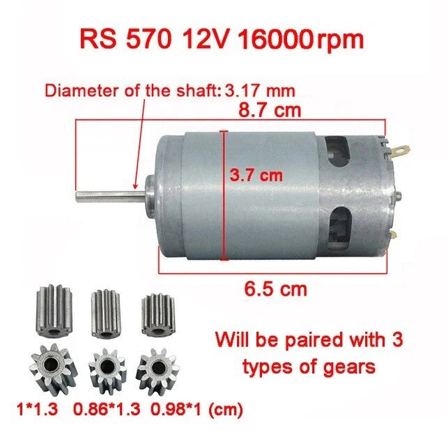 High-Power DL 570 DC Electric Motor for Kids' Electric Cars 1600RPM Magic Cars Variant 0