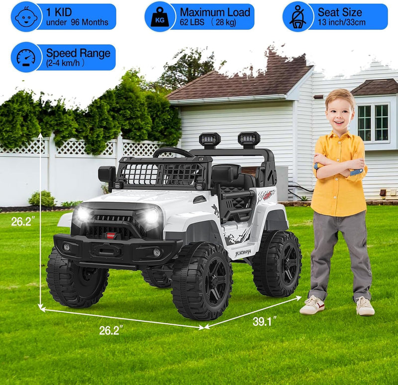 12V Battery-Powered Kids Electric Ride-On Truck Toy with LED Lights Magic Cars 4