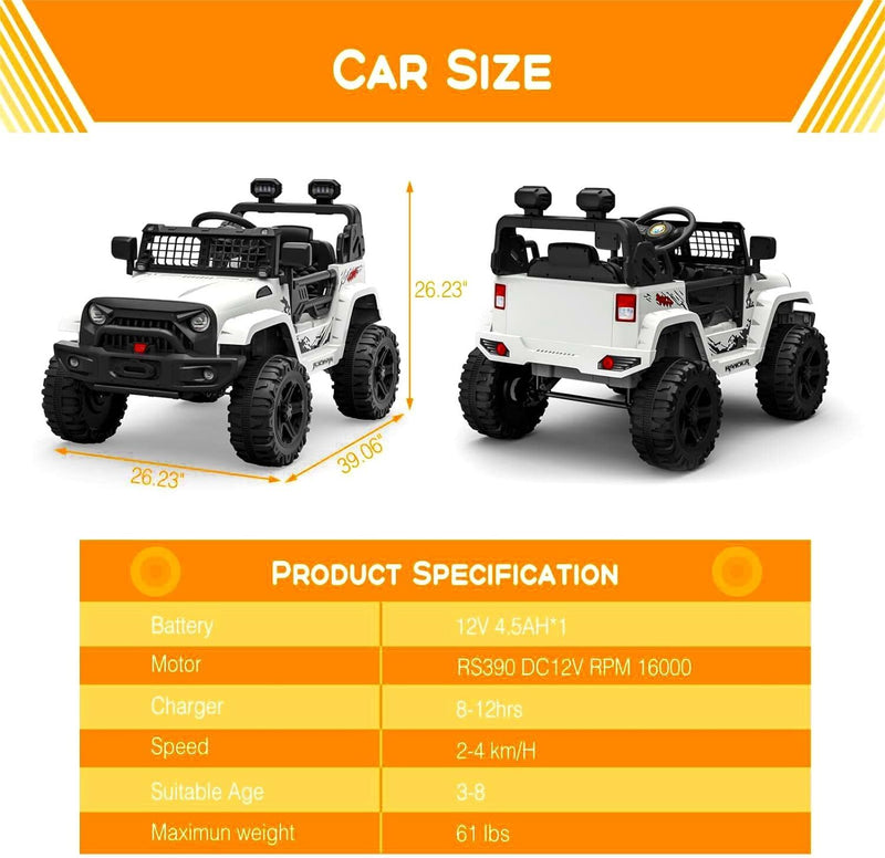 12V Battery-Powered Kids Electric Ride-On Truck Toy with LED Lights Magic Cars 5