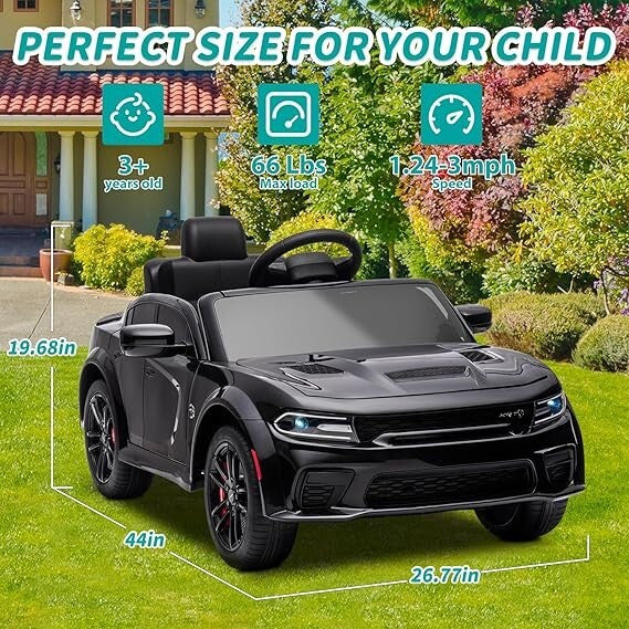 Licensed Electric Ride-On Dodge Charger SRT Hellcat Car for Kids Magic Cars 2