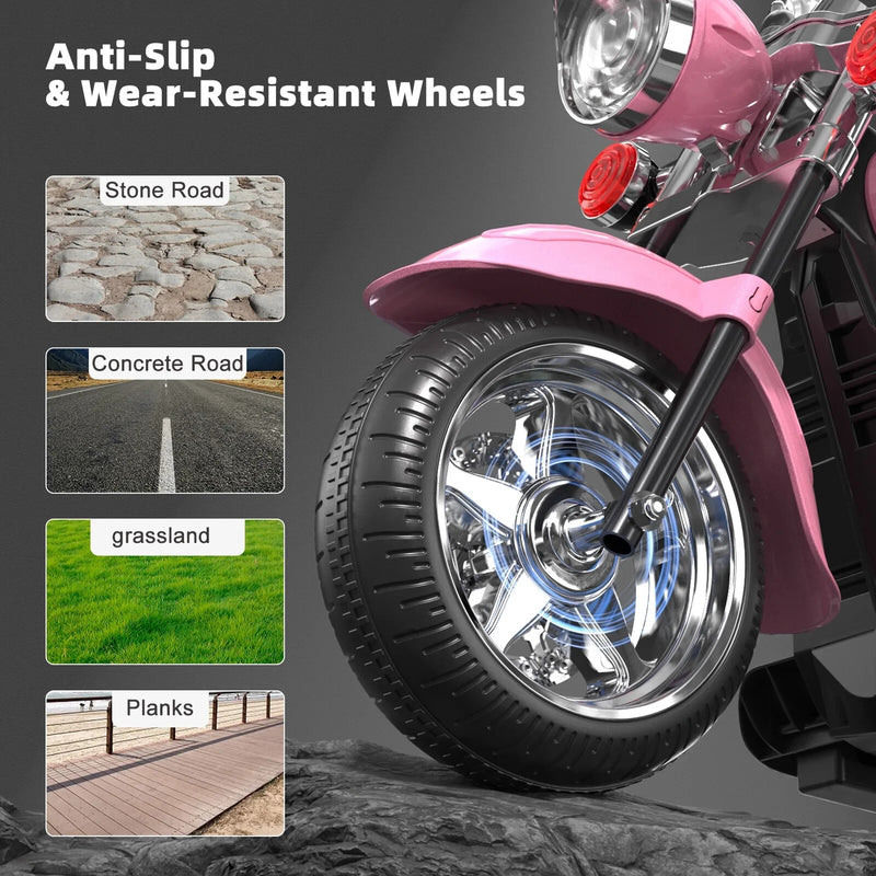 Battery-Powered Pink Electric Ride-On Motorcycle for Kids Magic Cars 1