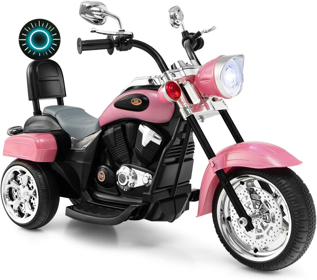 Pink Loop Motorcycle Ride Battery-Powered Pink Kids Motorcycle Ride-On Toy