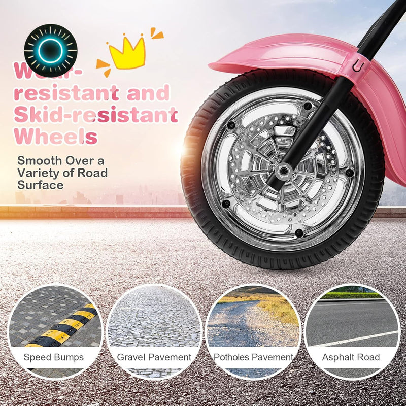 Battery-Powered Pink Kids Motorcycle Ride-On Toy Magic Cars 5