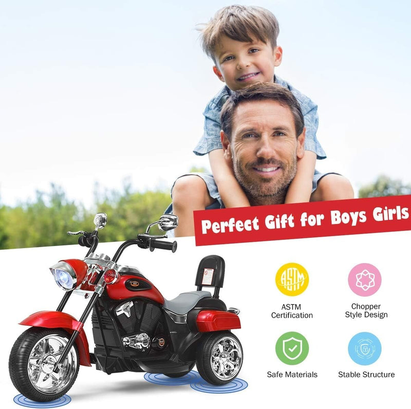 Red Battery-Powered Electric Ride-On Motorcycle for Children Magic Cars 2