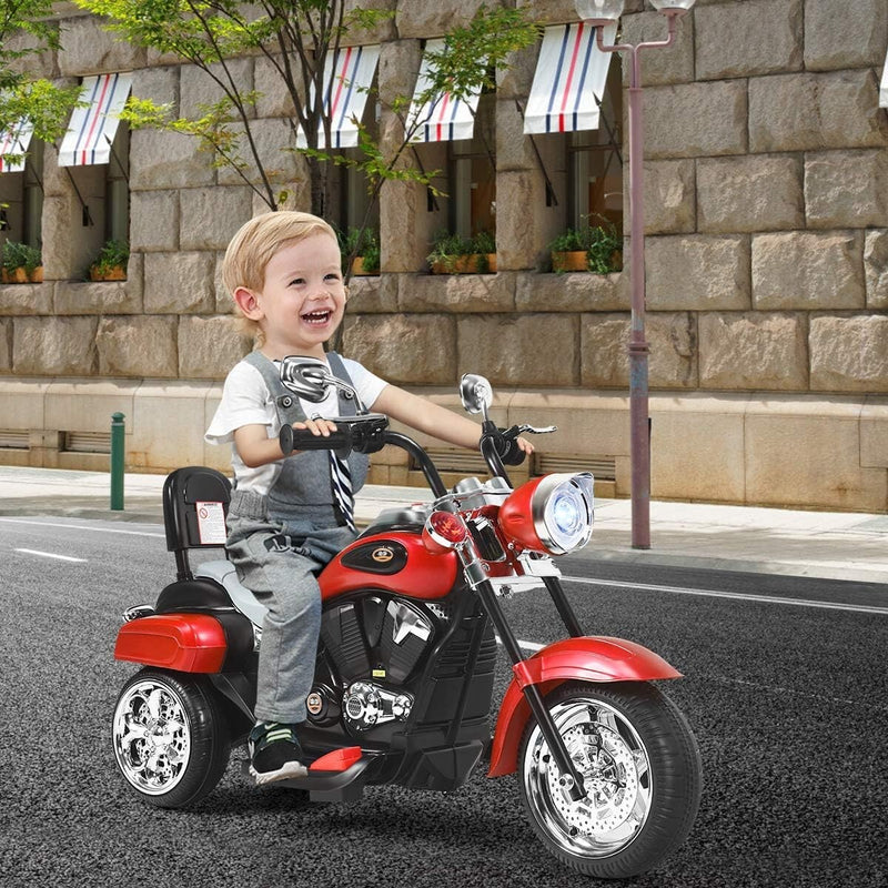 Red Battery-Powered Electric Ride-On Motorcycle for Children Magic Cars 3