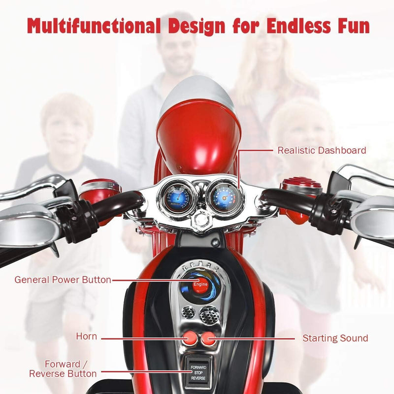 Red Battery-Powered Electric Ride-On Motorcycle for Children Magic Cars 7