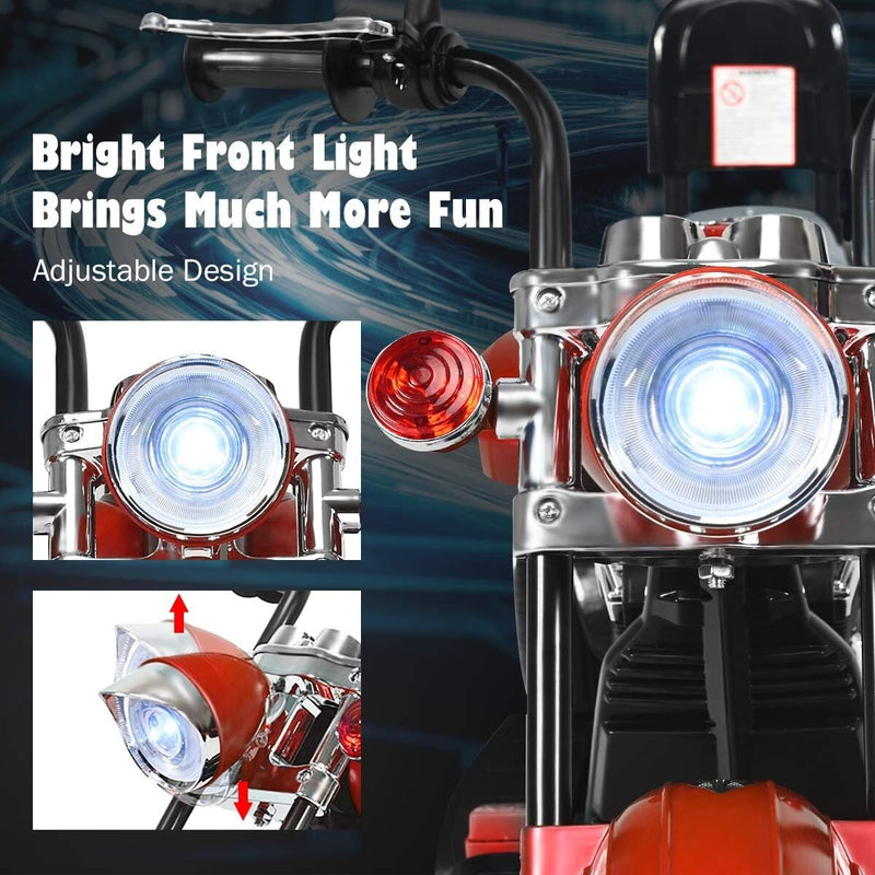 Red Battery-Powered Electric Ride-On Motorcycle for Children Magic Cars 8