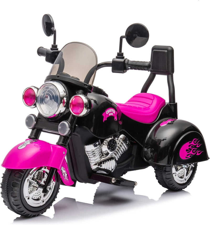 Electric Pink Ride-On Battery-Powered Kids Motorcycle Chopper Magic Cars 2