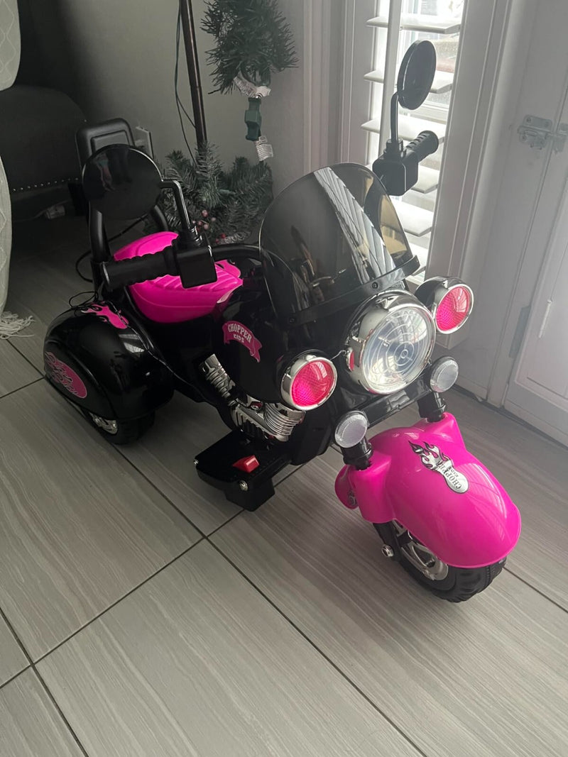 Electric Pink Ride-On Battery-Powered Kids Motorcycle Chopper Magic Cars 5