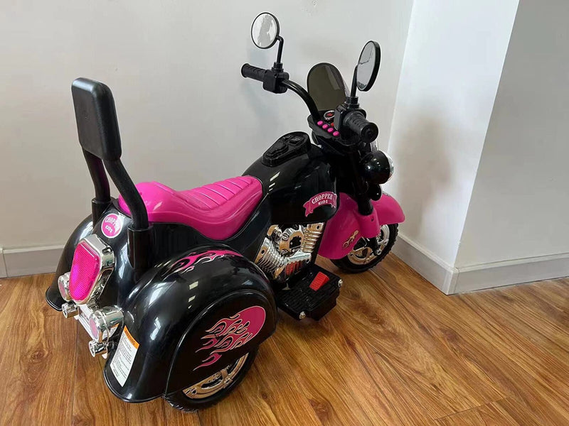 Electric Pink Ride-On Battery-Powered Kids Motorcycle Chopper Magic Cars 6