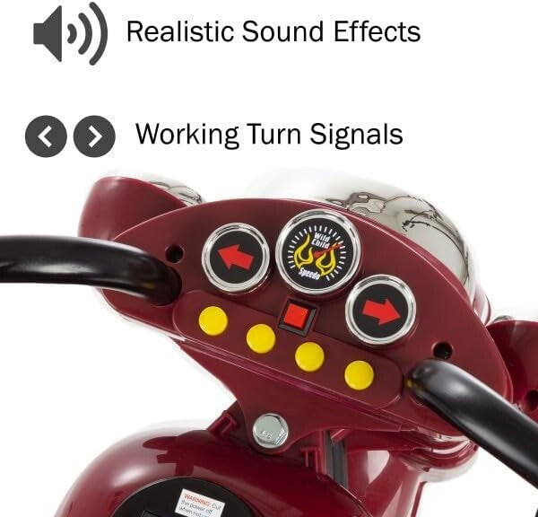 Electric Ride-On Red Kids Motorcycle Battery-Powered Chopper Bike Magic Cars 3