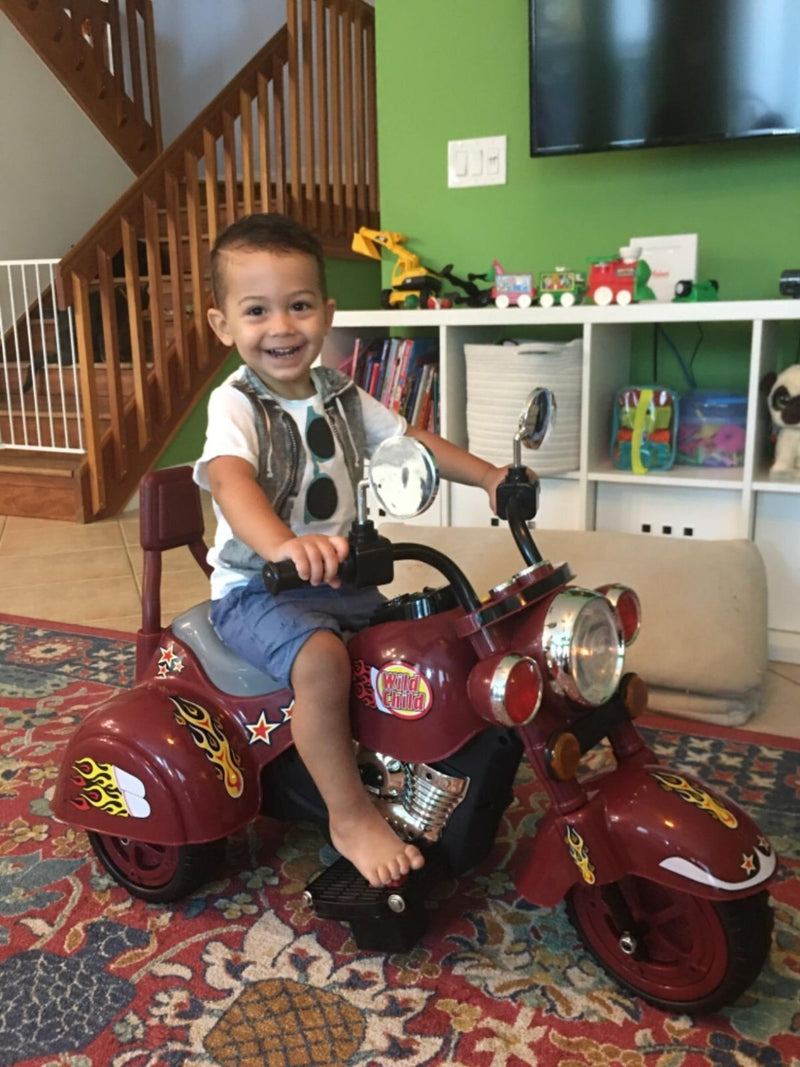 Electric Ride-On Red Kids Motorcycle Battery-Powered Chopper Bike Magic Cars 7