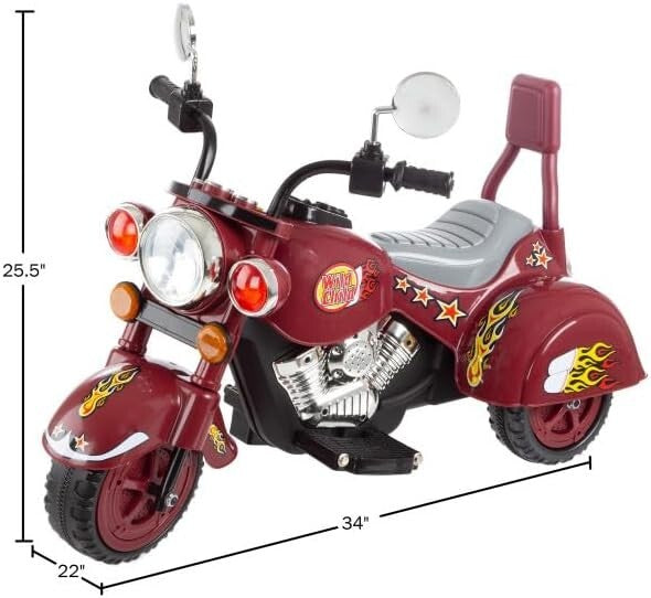 Electric Ride-On Red Kids Motorcycle Battery-Powered Chopper Bike Magic Cars 8