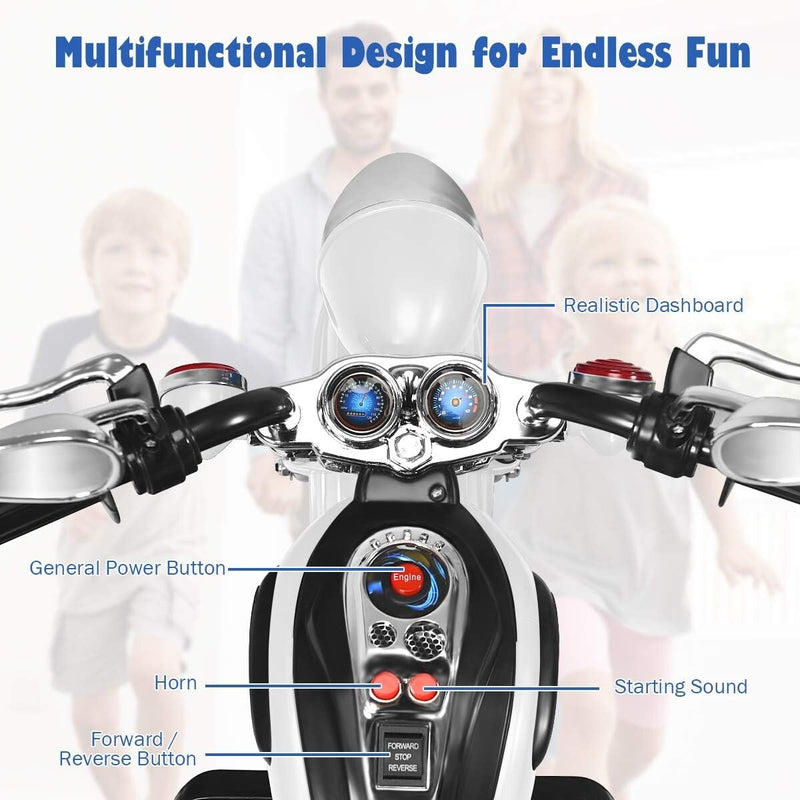 Electric 6V Battery-Powered Kids Motorcycle Ride-On Toy with Music Magic Cars 6