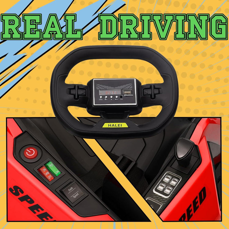 Electric Drift Kart with Adjustable Seat 24V Outdoor Ride-On Toy with 4 Speed Modes Magic Cars 10