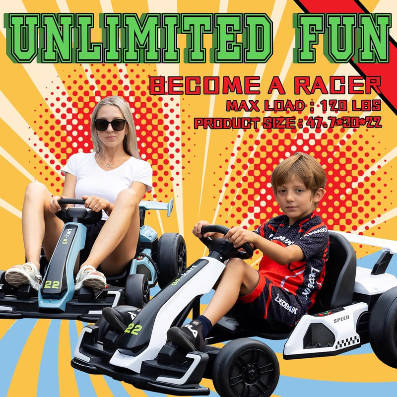 Electric Drift Kart with Adjustable Seat 24V Outdoor Ride-On Toy with 4 Speed Modes Magic Cars 11