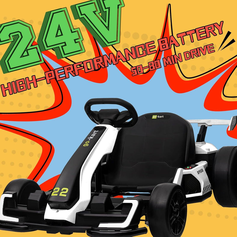 Electric Drift Kart with Adjustable Seat 24V Outdoor Ride-On Toy with 4 Speed Modes Magic Cars 13