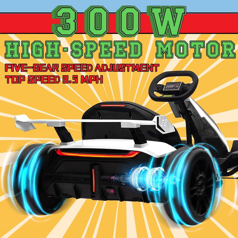 Electric Drift Kart with Adjustable Seat 24V Outdoor Ride-On Toy with 4 Speed Modes Magic Cars 14