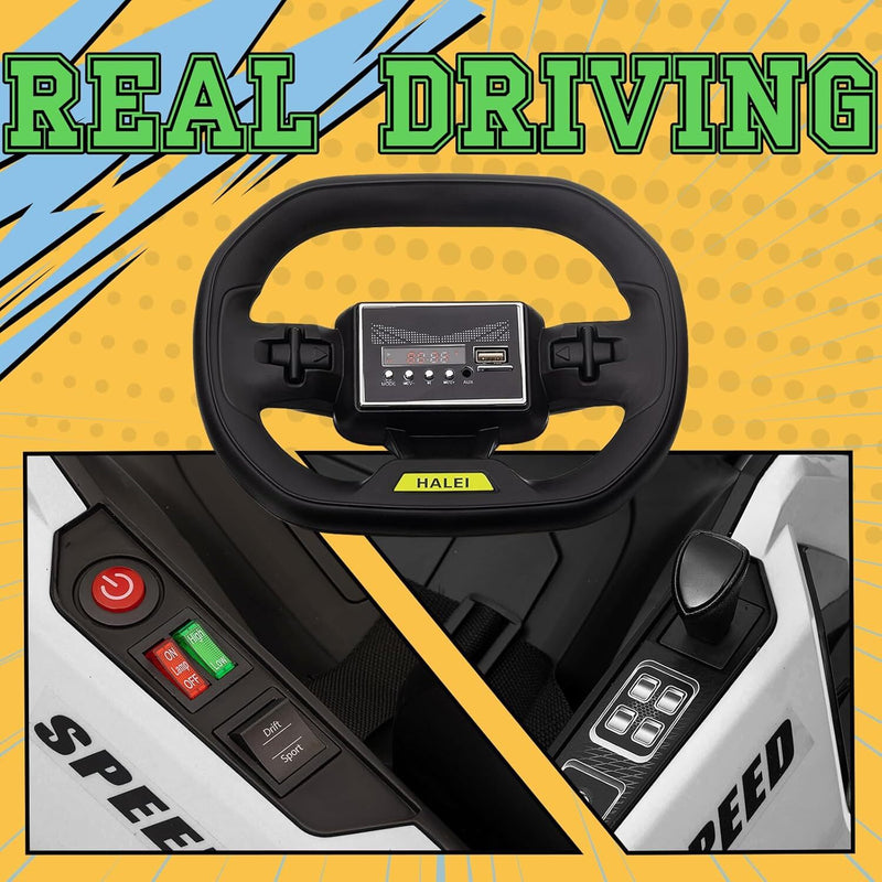 Electric Drift Kart with Adjustable Seat 24V Outdoor Ride-On Toy with 4 Speed Modes Magic Cars 16