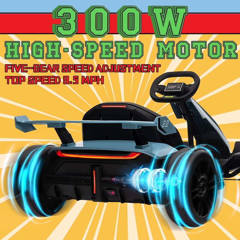 Electric Drift Kart with Adjustable Seat 24V Outdoor Ride-On Toy with 4 Speed Modes Magic Cars 19